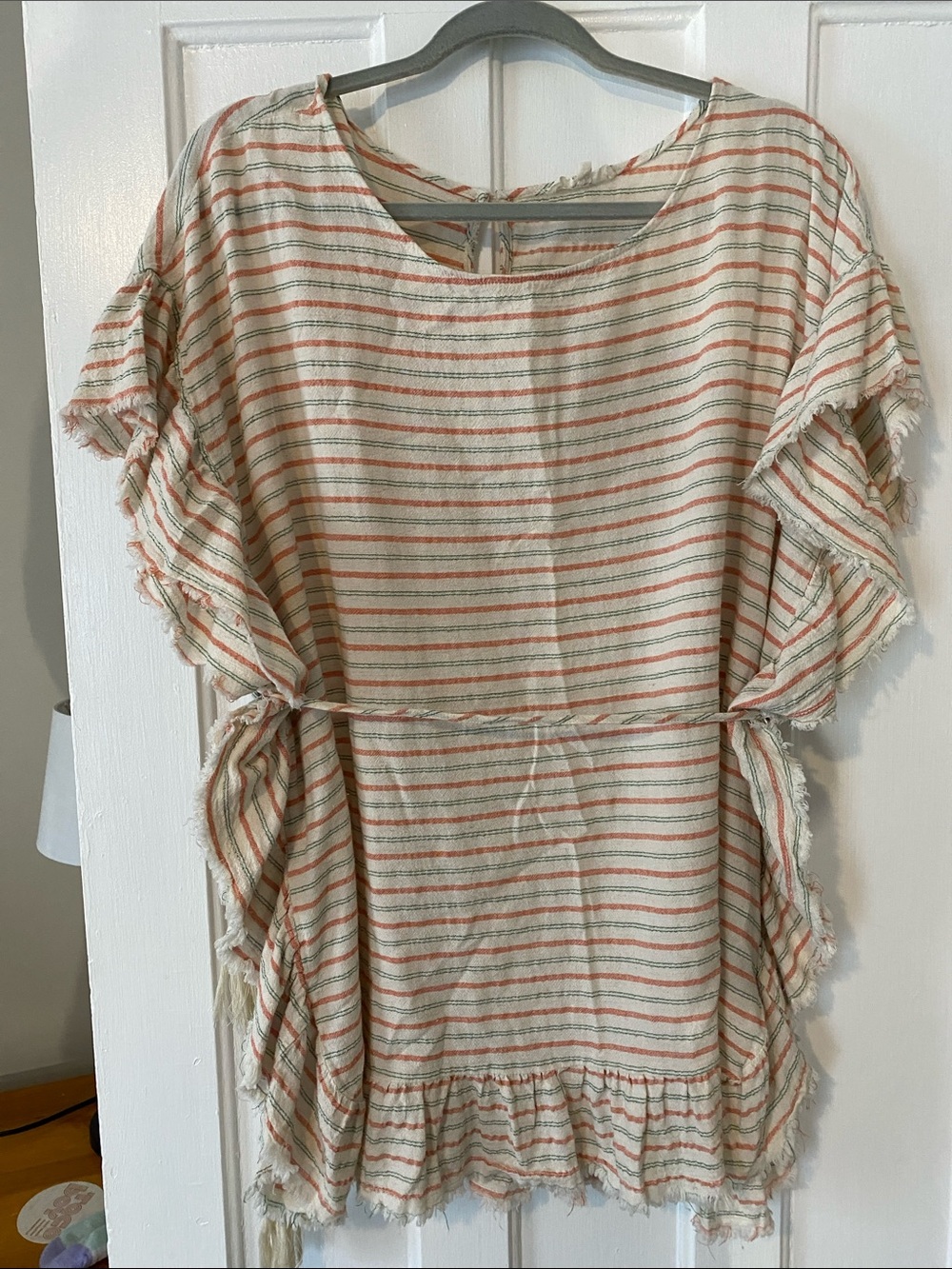 Easel Tunic - Cream with Orange & Green Stripes